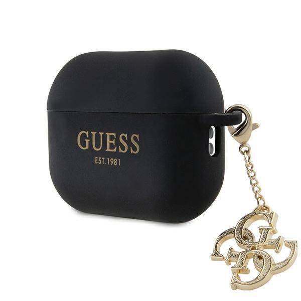 GUESS GUAP2LECG4K AIRPODS PRO 2 (2022/2023) COVER BLACK/BLACK LIQUID SILICONE GLITTER TRIANGLE CHARM