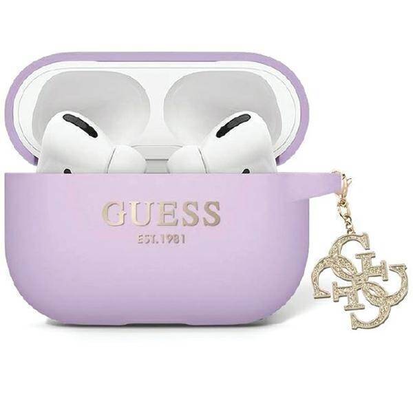 GUESS GUAP2LECG4U AIRPODS PRO 2 (2022/2023) COVER VIOLET/PURPLE LIQUID SILICONE TRIANGLE CHARM