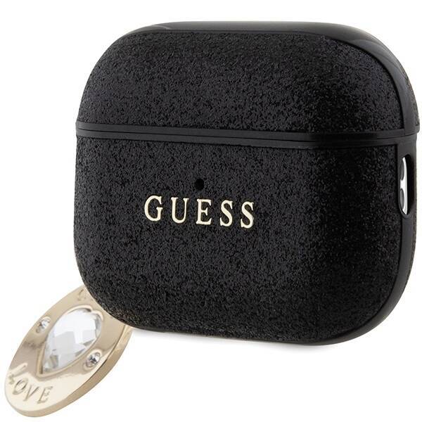 GUESS GUAP2PGEHCDK AIRPODS PRO 2 (2022/2023) COVER BLACK/BLACK FIXED GLITTER HEART DIAMOND CHARM