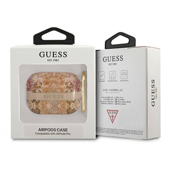 GUESS GUAPHFLD AIRPODS PRO COVER ZŁOTY/GOLD PAISLEY STRAP COLLECTION