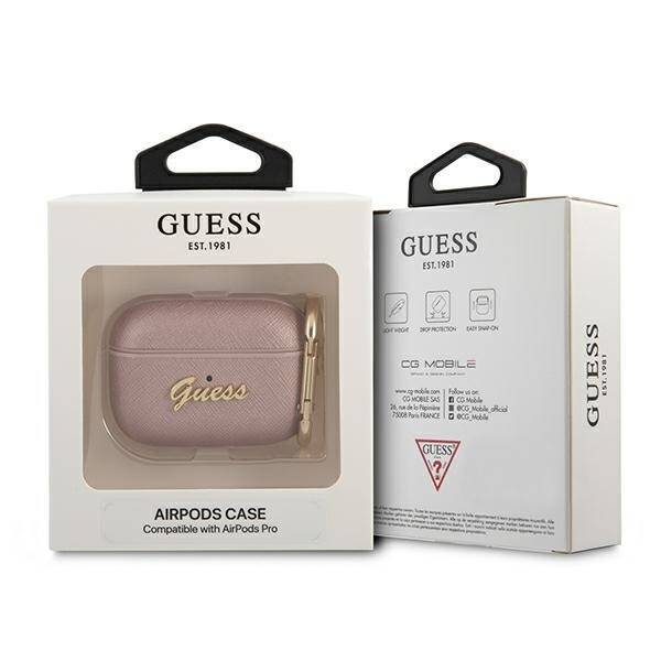 GUESS GUAPSASMP AIRPODS PRO COVER PINK/PINK SAFFIANO SCRIPT METAL COLLECTION