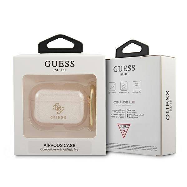 GUESS GUAPUCG4GD AIRPODS PRO COVER ZLOTY/GOLD GLITTER COLLECTION