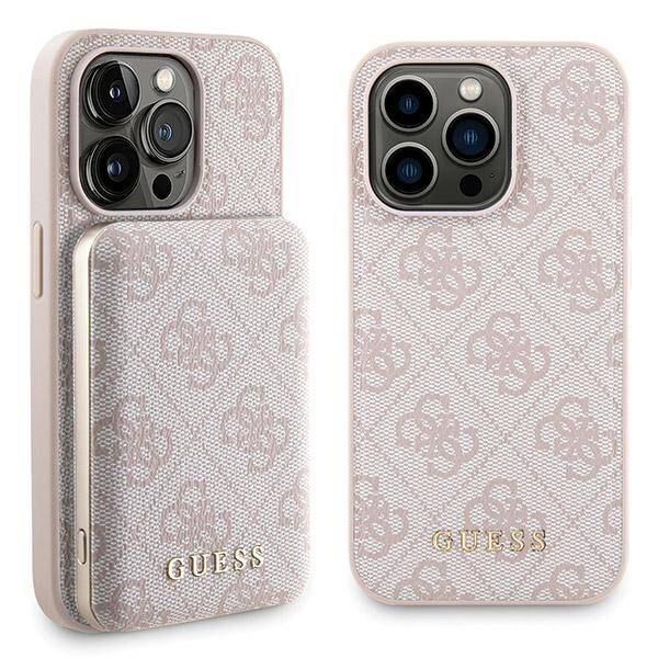 GUESS GUBPM5P15L4GEMGP SET IPHONE 15 PRO 6.1" HARDCASE + POWERBANK 5000MAH MAGSAFE PINK/PINK 4G METAL LOGO