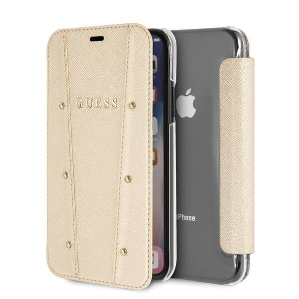 GUESS GUFLBKPXKAILGO IPHONE X/XS ZLOTY/GOLD BOOK KAIA SAFFIANO