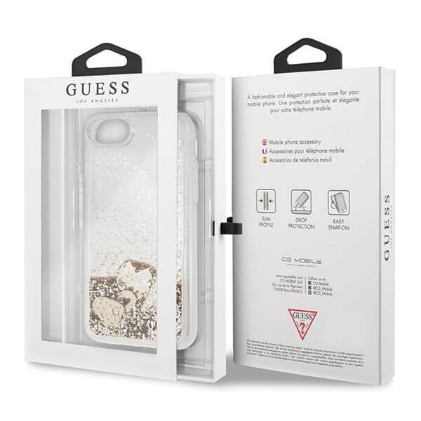 GUESS GUHCI8GLHFLGO IPHONE 7/8/SE 2020/SE 2022GOLD/GOLDEN HARD CASE GLITTER HEARTS