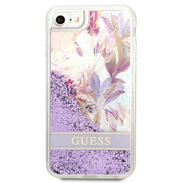 GUESS GUHCI8LFLSU IPHONE SE 2022 / SE 2020 / 7/8 PURPLE / PURPLE HARDCASE FLOWER LIQUID GLITTER