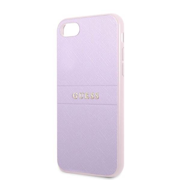 GUESS GUHCI8PSASBPU IPHONE 7/8 / SE 2020 / SE 2022 HARDCASE PURPLE / PURPLE SAFFIANO HOT STAMP & METAL LOGO