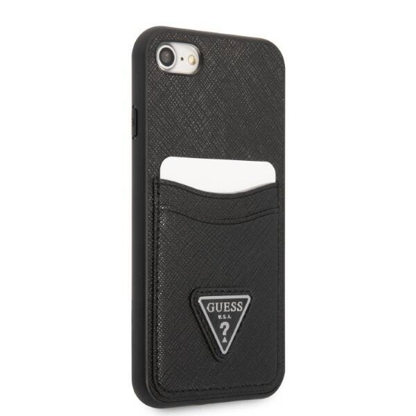 GUESS GUHCI8SATPK IPHONE 7/8 SE 2020/SE 2022 HARDCASE CZARNY/BLACK HARDCASE SAFFIANO TRIANGLE LOGO CARDSLOT