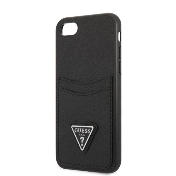 GUESS GUHCI8SATPK IPHONE 7/8 SE 2020/SE 2022 HARDCASE CZARNY/BLACK HARDCASE SAFFIANO TRIANGLE LOGO CARDSLOT