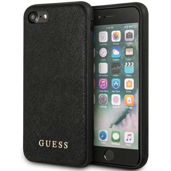 GUESS GUHCI8SLSABK IPHONE 7/8 / SE 2020 / SE 2022 CZARNY / BLACK SAFFIANO COLLECTION