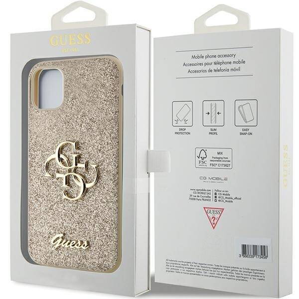 GUESS GUHCN61HG4SGD IPHONE 11 / XR 6.1 "ZLOTY / GOLD HARDCASE GLITTER SCRIPT BIG 4G