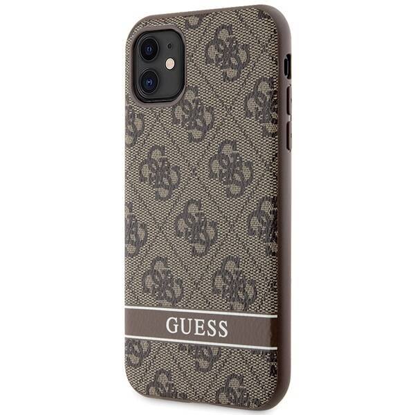 GUESS GUHCN61P4SNW IPHONE 11 / XR BROWN / BROWN HARDCASE 4G STRIPE