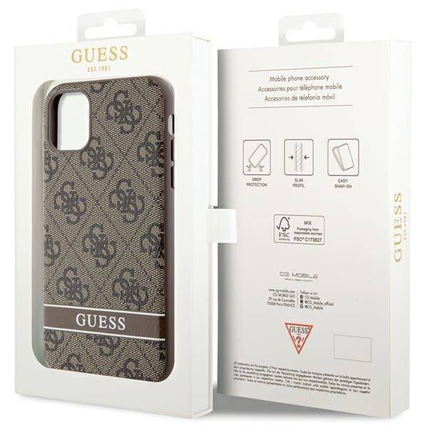 GUESS GUHCN61P4SNW IPHONE 11 / XR BROWN / BROWN HARDCASE 4G STRIPE