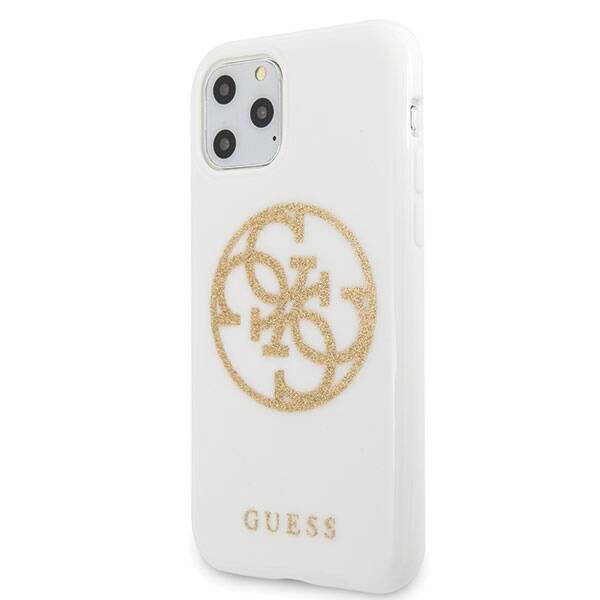 GUESS GUHCN65TPUWHGLG IPHONE 11 PRO MAX WHITE/WHITE HARD CASE GLITTER 4G CIRCLE LOGO