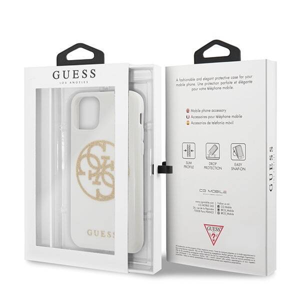 GUESS GUHCN65TPUWHGLG IPHONE 11 PRO MAX WHITE/WHITE HARD CASE GLITTER 4G CIRCLE LOGO