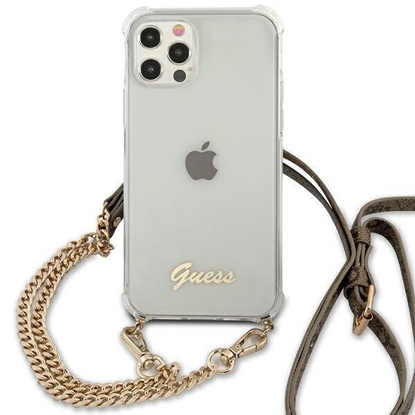 GUESS GUHCP12LKC4GSGO IPHONE 12 PRO MAX 6.7 "TRANSPARENT HARDCASE 4G GOLD CHAIN