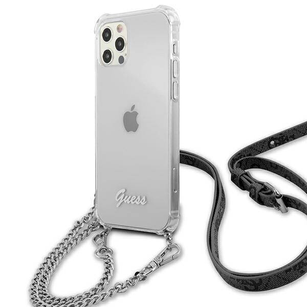 GUESS GUHCP12LKC4GSSI IPHONE 12 PRO MAX 6.7 "TRANSPARENT HARDCASE 4G SILVER CHAIN