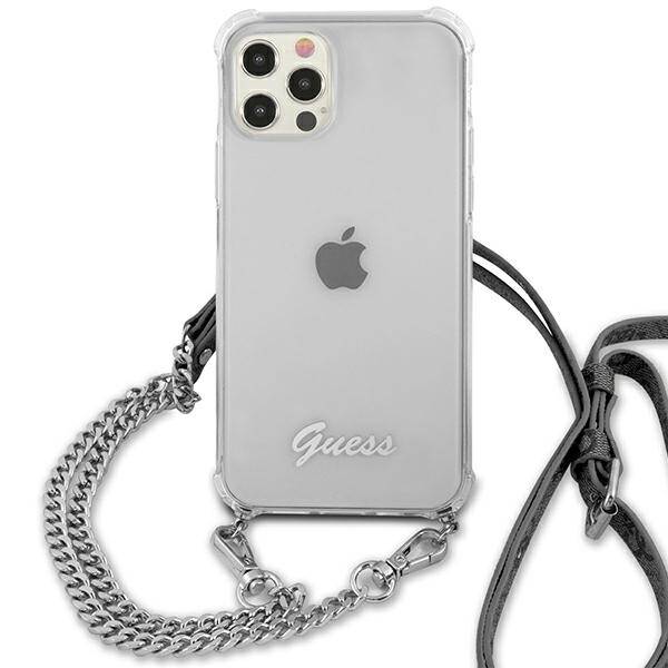 GUESS GUHCP12LKC4GSSI IPHONE 12 PRO MAX 6.7 "TRANSPARENT HARDCASE 4G SILVER CHAIN