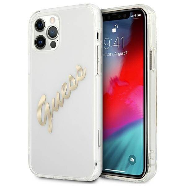 GUESS GUHCP12LKTRSVGO IPHONE 12 PRO MAX 6.7 "TRANSPARENT HARDCASE VINTAGE SCRIPT GOLD