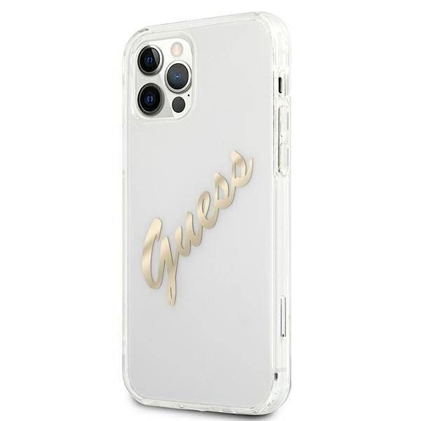 GUESS GUHCP12LKTRSVGO IPHONE 12 PRO MAX 6.7 "TRANSPARENT HARDCASE VINTAGE SCRIPT GOLD