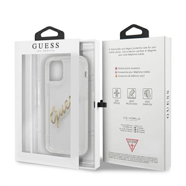 GUESS GUHCP12LKTRSVGO IPHONE 12 PRO MAX 6.7 "TRANSPARENT HARDCASE VINTAGE SCRIPT GOLD