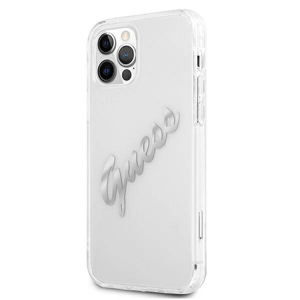 GUESS GUHCP12LKTRSVSI IPHONE 12 PRO MAX 6.7 "TRANSPARENT HARDCASE VINTAGE SCRIPT SILVER