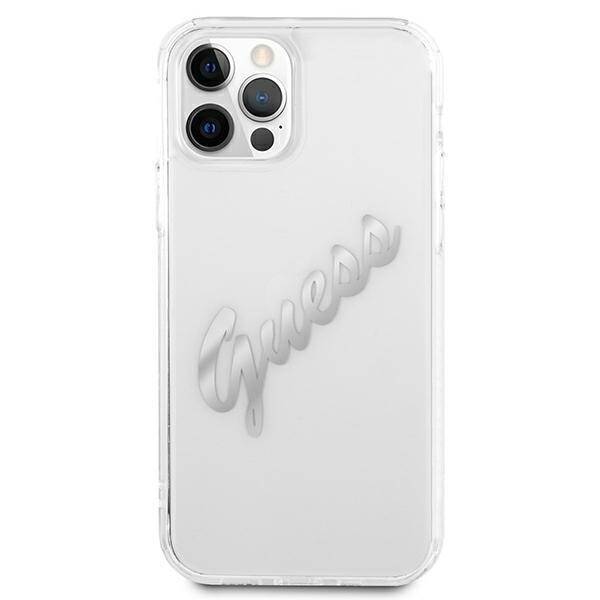 GUESS GUHCP12LKTRSVSI IPHONE 12 PRO MAX 6.7 "TRANSPARENT HARDCASE VINTAGE SCRIPT SILVER