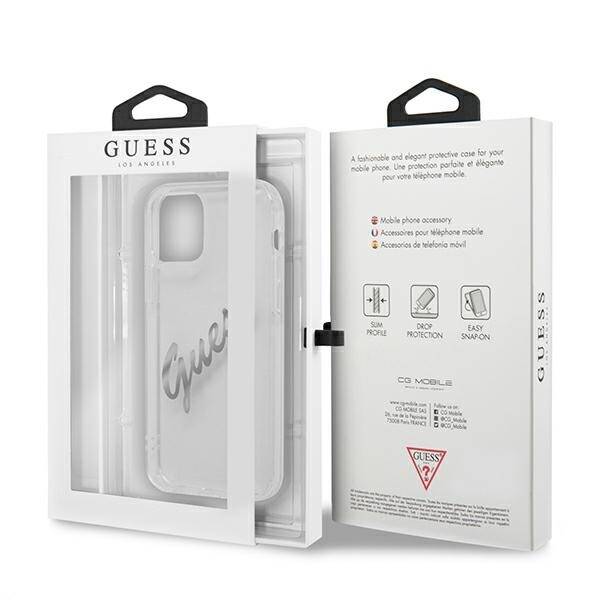 GUESS GUHCP12LKTRSVSI IPHONE 12 PRO MAX 6.7 "TRANSPARENT HARDCASE VINTAGE SCRIPT SILVER