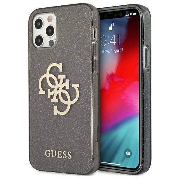 GUESS GUHCP12LPCGL4GBK IPHONE 12 PRO MAX 6.7 "BLACK/BLACK HARD CASE GLITTER 4G BIG LOGO