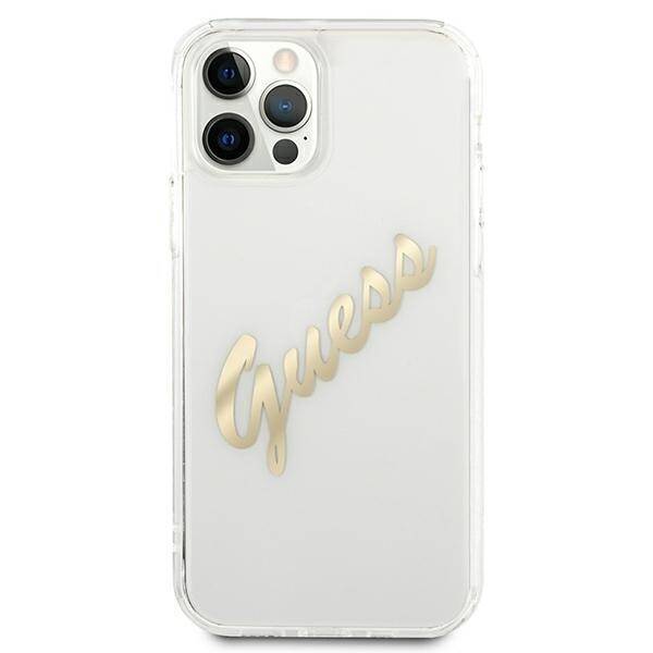 GUESS GUHCP12MKTRSVGO IPHONE 12/12 PRO 6.1 "TRANSPARENT HARDCASE VINTAGE SCRIPT GOLD