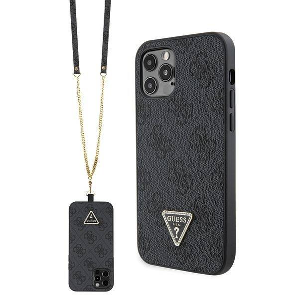 GUESS GUHCP12MP4TDSCPK IPHONE 12/12 PRO 6.1 "BLACK / BLACK HARDCASE CROSSBODY 4G METAL LOGO