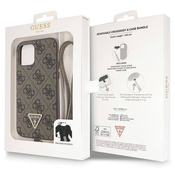 GUESS GUHCP12MP4TDSCPW IPHONE 12/12 PRO 6.1 "BROWN / BROWN HARDCASE CROSSBODY 4G METAL LOGO