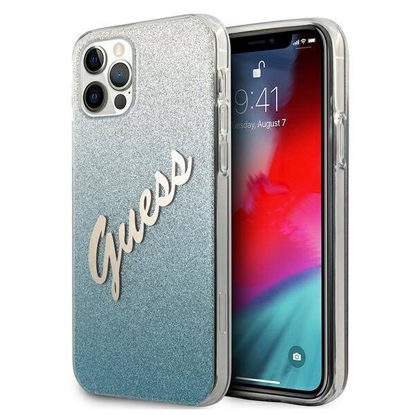 GUESS GUHCP12MPCLSBL IPHONE 12/12 PRO 6.1 "BLUE/BLUE HARDCASE GLITTER GRADIENT SCRIPT