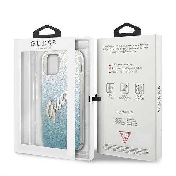 GUESS GUHCP12MPCLSBL IPHONE 12/12 PRO 6.1 "BLUE/BLUE HARDCASE GLITTER GRADIENT SCRIPT