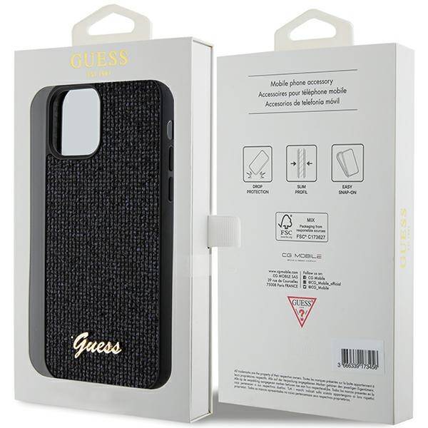 GUESS GUHCP12MPMSDGSK IPHONE 12/12 PRO 6.1 "BLACK/BLACK HARDCASE DISCO METAL SCRIPT