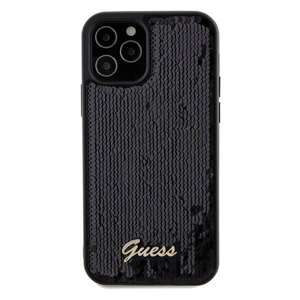 GUESS GUHCP12MPSFDGSK IPHONE 12/12 PRO 6.1 "BLACK/BLACK HARDCASE SEQUIN SCRIPT METAL