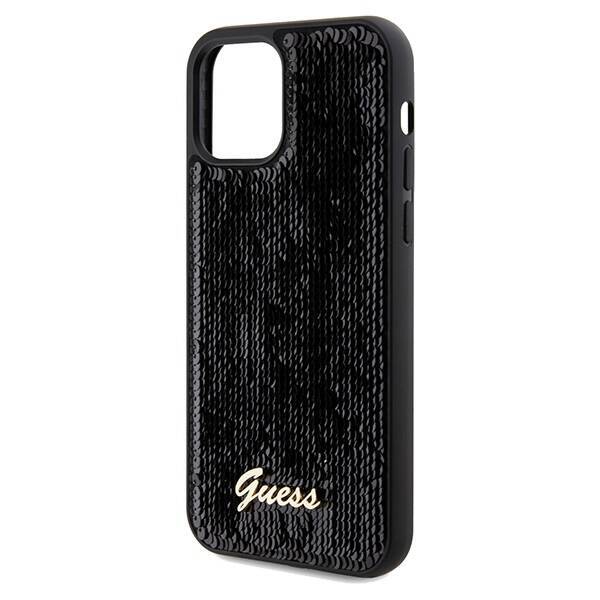 GUESS GUHCP12MPSFDGSK IPHONE 12/12 PRO 6.1 "BLACK/BLACK HARDCASE SEQUIN SCRIPT METAL