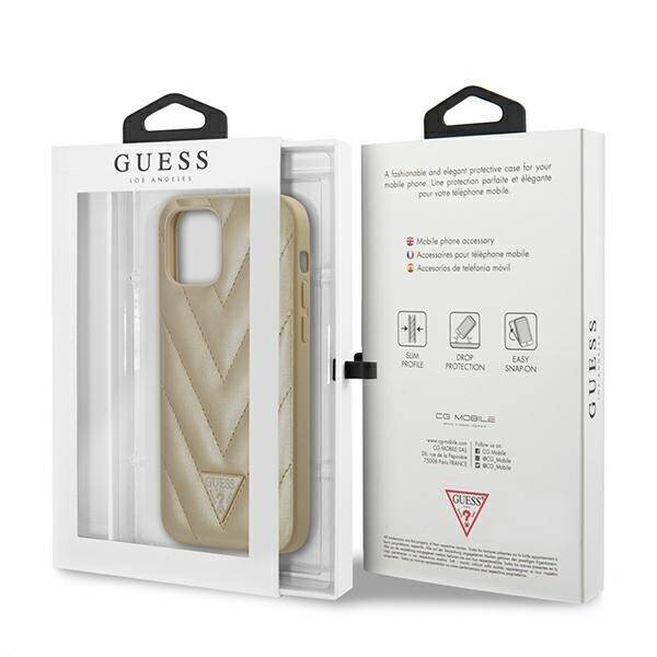 GUESS GUHCP12SPUVQTMLBE IPHONE 12 MINI 5.4 "GOLD/GOLD HARDCASE V-QUILTED COLLECTION