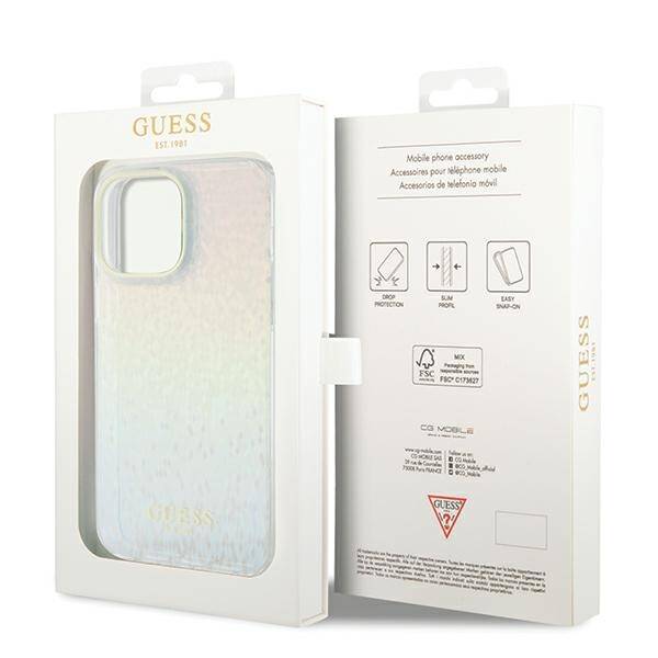 GUESS GUHCP13LHDECMI IPHONE 13 PRO / 13 MULTI -COLORED HARDCASE IML FACETED MIRROR DISCO IRIDESCENT