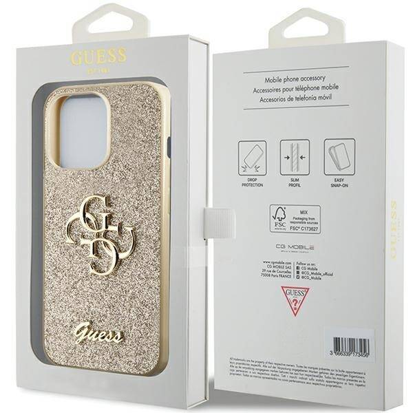 GUESS GUHCP13LHG4SGD IPHONE 13 PRO / 13 6.1 "ZLOTY / GOLD HARDCASE GLITTER SCRIPT BIG 4G