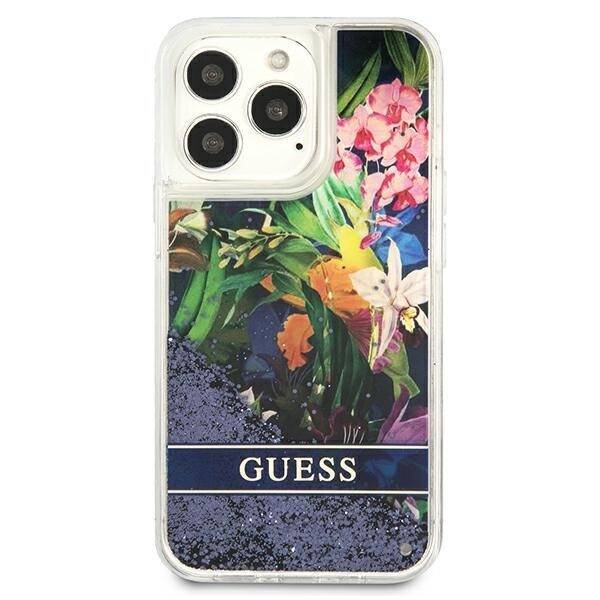 GUESS GUHCP13LLFLSB IPHONE 13 PRO / 13 6.1 "BLUE / BLUE HARDCASE FLOWER LIQUID GLITTER