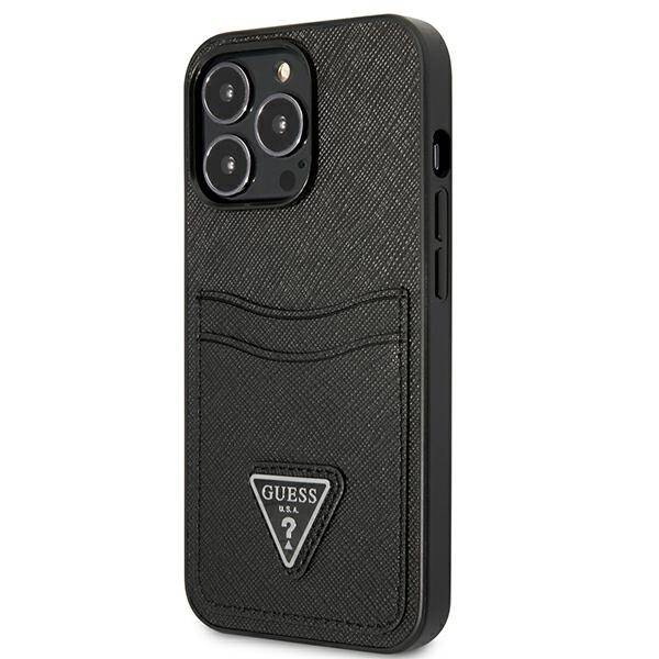 GUESS GUHCP13LSATPK IPHONE 13 PRO / 13 6.1 "BLACK / BLACK HARDCASE SAFFIANOTRIANGLE CARDSLOT LOGO