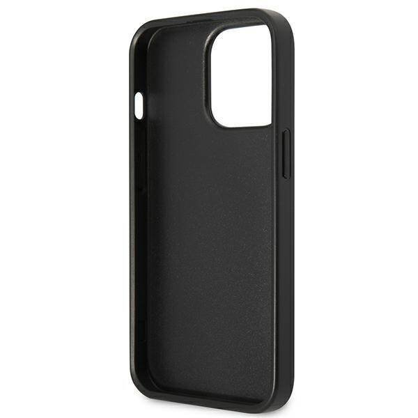 GUESS GUHCP13LSATPK IPHONE 13 PRO / 13 6.1 "BLACK / BLACK HARDCASE SAFFIANOTRIANGLE CARDSLOT LOGO