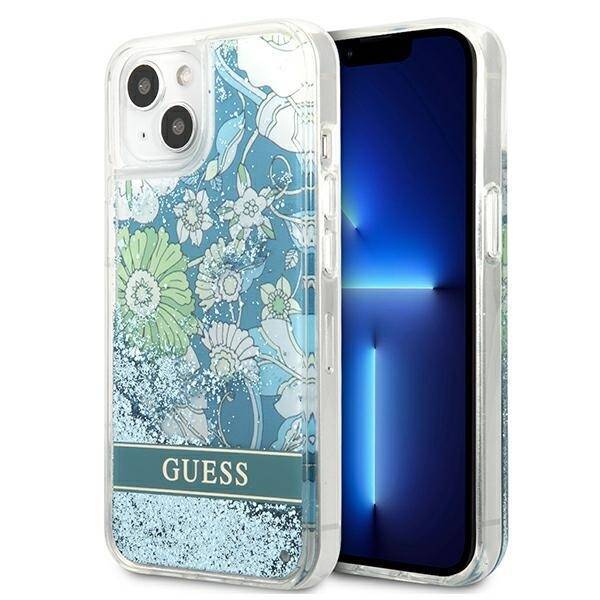 GUESS GUHCP13MLFLSN IPHONE 13/14/15 6.1 "ZIELONY / GREEN HARDCASE FLOWER LIQUID GLITTER