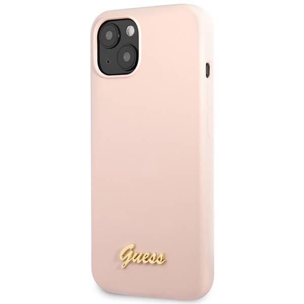 GUESS GUHCP13MLSLMGGLP IPHONE 13/14/15 6.1 "LIGHT PINK / LIGHT PINK HARDCASE SILICONE SCRIPT GOLD LOGO