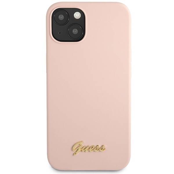 GUESS GUHCP13MLSLMGGLP IPHONE 13/14/15 6.1 "LIGHT PINK / LIGHT PINK HARDCASE SILICONE SCRIPT GOLD LOGO