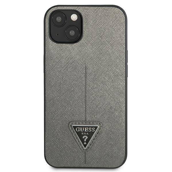 GUESS GUHCP13MPSATLG IPHONE 13/14/15 6.1 "SREBRRY / SILVER HARDCASE SAFFIANOTRIANGLE LOGO