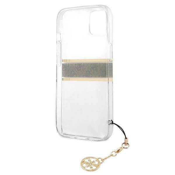 GUESS GUHCP13SKB4GBBR IPHONE 13 MINI 5.4 "TRANSPARENT HARDCASE 4G BROWN STRAP CHARM