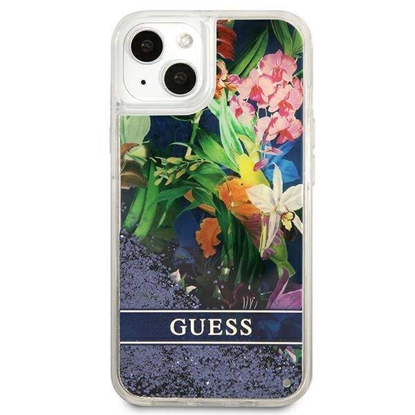 GUESS GUHCP13SLFLSB IPHONE 13 MINI 5.4 "BLUE/BLUE HARDCASE FLOWER LIQUID GLITTER