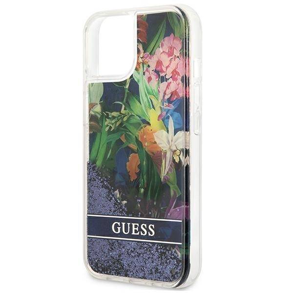 GUESS GUHCP13SLFLSB IPHONE 13 MINI 5.4 "BLUE/BLUE HARDCASE FLOWER LIQUID GLITTER